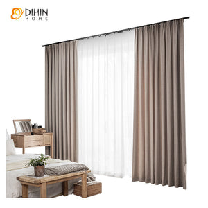 DIHINHOME Home Textile Modern Curtain DIHIN HOME Modern Solid Color Cotton Linen Cloth,Blackout Grommet Window Curtain for Living Room ,52x63-inch,1 Panel