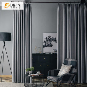 DIHINHOME Home Textile Modern Curtain DIHIN HOME Modern Solid Grey Printed,Blackout Grommet Window Curtain for Living Room ,52x63-inch,1 Panel