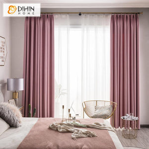 DIHINHOME Home Textile Modern Curtain DIHIN HOME Modern Solid Pink Printed,Blackout Grommet Window Curtain for Living Room ,52x63-inch,1 Panel