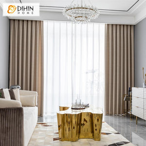 DIHIN HOME Modern Strip Beige High Quality Curtains,Blackout Grommet Window Curtain for Living Room ,52x63-inch,1 Panel