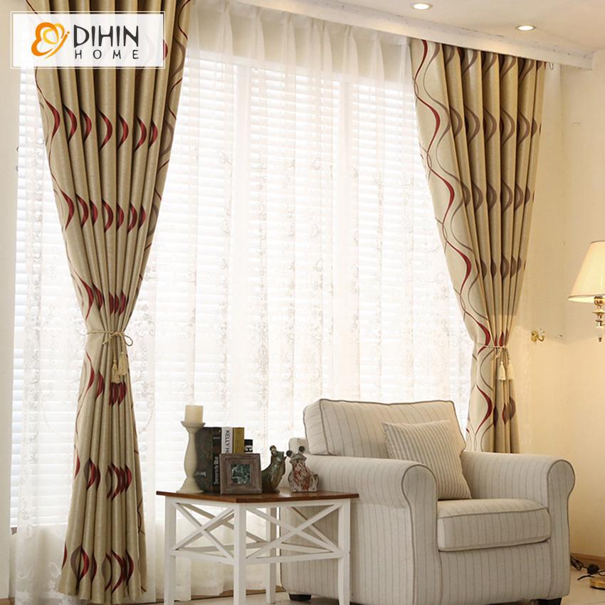 DIHIN HOME Modern Striped Blackout Curtains,Blackout Grommet Window Curtain for Living Room ,52x63-inch,1 Panel