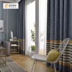 DIHINHOME Home Textile Modern Curtain DIHIN HOME Modern Striped Colorful Curtains ,Cotton Linen ,Blackout Grommet Window Curtain for Living Room ,52x63-inch,1 Panel