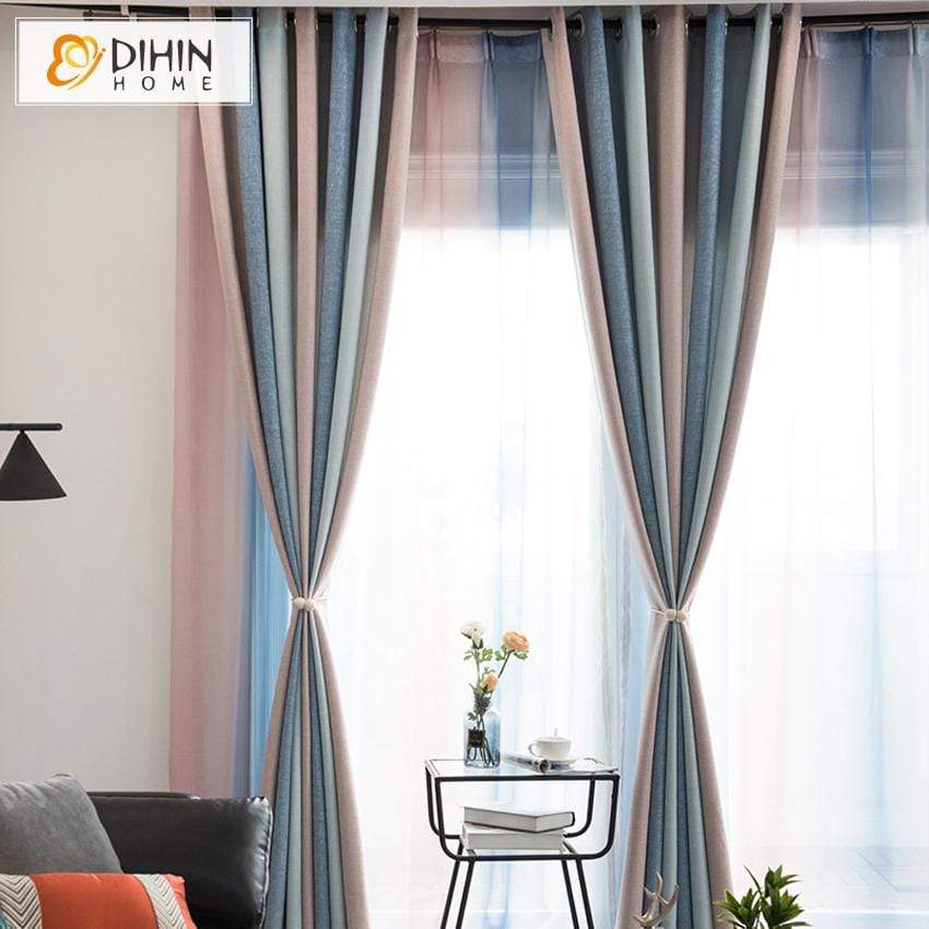 DIHINHOME Home Textile Modern Curtain DIHIN HOME Modern Striped Curtains,Blackout Grommet Window Curtain for Living Room ,52x63-inch,1 Panel