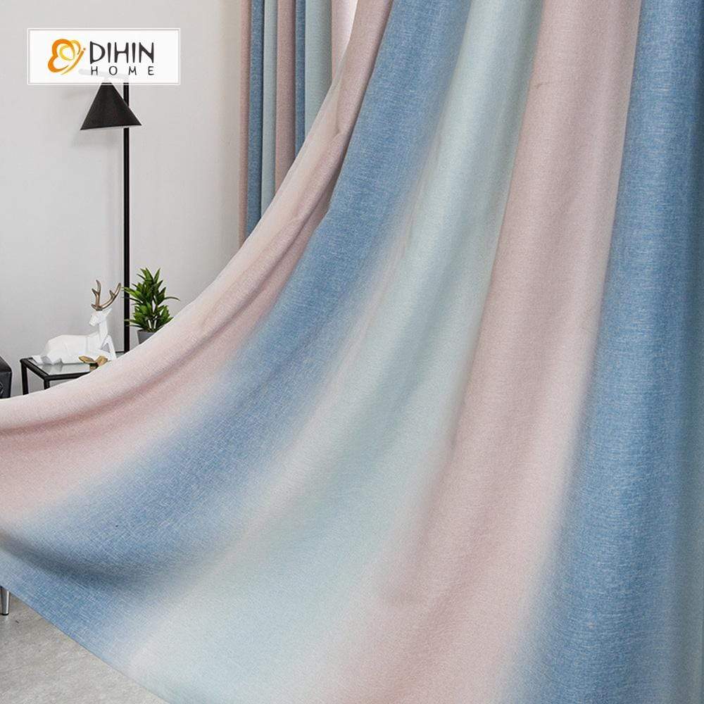 DIHINHOME Home Textile Modern Curtain DIHIN HOME Modern Striped Curtains ,Cotton Linen ,Blackout Grommet Window Curtain for Living Room ,52x63-inch,1 Panel