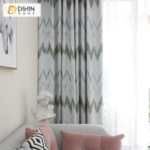 DIHINHOME Home Textile Modern Curtain DIHIN HOME Modern Striped Curtains High Precision Jacquard,Blackout Grommet Window Curtain for Living Room ,52x63-inch,1 Panel