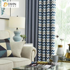 DIHIN HOME Modern Striped Curtains Printed Window Drapes,Blackout Grommet Window Curtain for Living Room ,52x63-inch,1 Panel