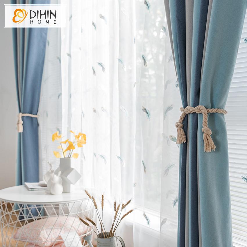 DIHIN HOME Modern Striped Curtains With Decor,Blackout Grommet Window Curtain for Living Room ,52x63-inch,1 Panel