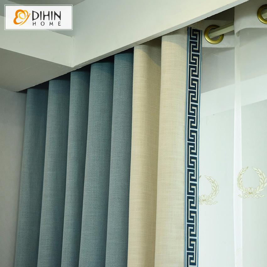 DIHIN HOME Modern Striped Curtains With Lace,Blackout Grommet Window Curtain for Living Room ,52x63-inch,1 Panel