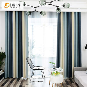 DIHIN HOME Modern Striped Printed Curtain ,Blackout Grommet Window Curtain for Living Room ,52x63-inch,1 Panel