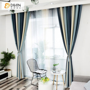 DIHIN HOME Modern Striped Printed Curtain ,Blackout Grommet Window Curtain for Living Room ,52x63-inch,1 Panel