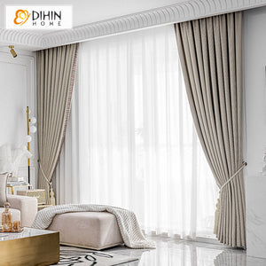 DIHINHOME Home Textile Modern Curtain DIHIN HOME Modern Thick Fabric With Lace,Blackout Grommet Window Curtain for Living Room ,52x63-inch,1 Panel