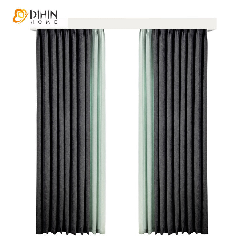 DIHINHOME Home Textile Modern Curtain DIHIN HOME Modern Thicken Stitching Curtains,Blackout Grommet Window Curtain for Living Room ,52x63-inch,1 Panel