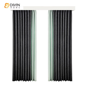 DIHINHOME Home Textile Modern Curtain DIHIN HOME Modern Thicken Stitching Curtains,Blackout Grommet Window Curtain for Living Room ,52x63-inch,1 Panel