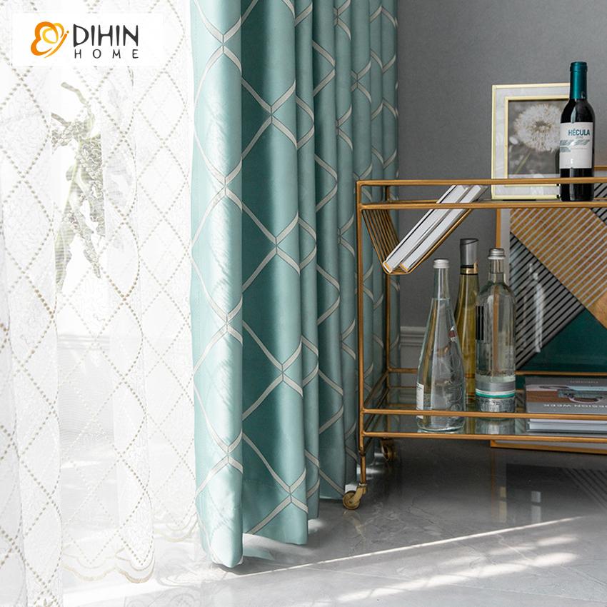 DIHIN HOME Modern Thickening Geometric Curtain,Blackout Curtains Grommet Window Curtain for Living Room ,52x63-inch,1 Panel