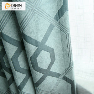 DIHINHOME Home Textile Modern Curtain DIHIN HOME Modern Thickening Geometry Jacquard,Blackout Grommet Window Curtain for Living Room ,52x63-inch,1 Panel