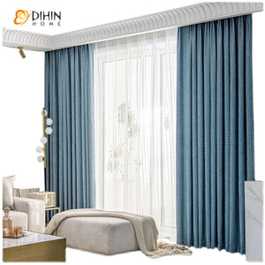 DIHINHOME Home Textile Modern Curtain DIHIN HOME Modern Thickness Blue Color Geometric,Blackout Grommet Window Curtain for Living Room ,52x63-inch,1 Panel