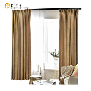 DIHIN HOME Modern Thickness Cotton Linen Window Curtains ,Blackout Grommet Window Curtain for Living Room ,52x63-inch,1 Panel