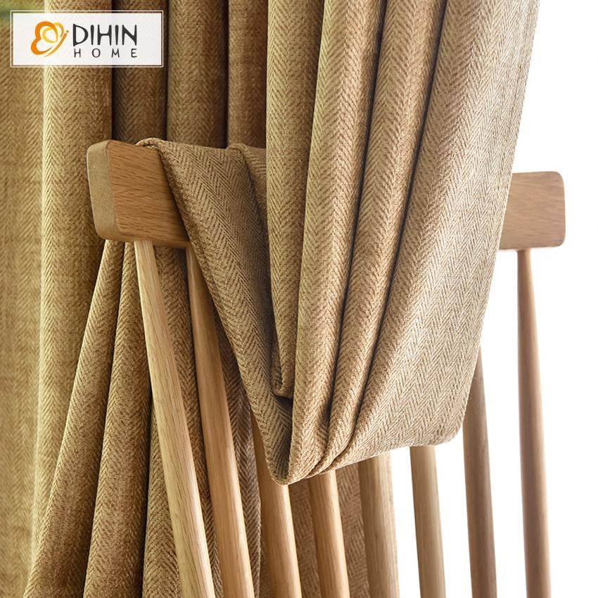 DIHIN HOME Modern Thickness Cotton Linen Window Curtains ,Blackout Grommet Window Curtain for Living Room ,52x63-inch,1 Panel