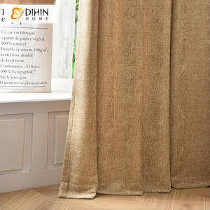 DIHIN HOME Modern Thickness Cotton Linen Window Curtains ,Blackout Grommet Window Curtain for Living Room ,52x63-inch,1 Panel