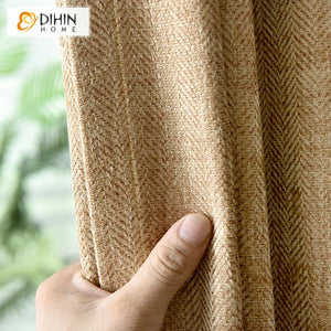 DIHIN HOME Modern Thickness Cotton Linen Window Curtains ,Blackout Grommet Window Curtain for Living Room ,52x63-inch,1 Panel