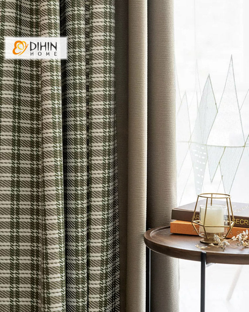 DIHINHOME Home Textile Modern Curtain DIHIN HOME Modern Thickness Jacquard,Blackout Grommet Window Curtain for Living Room ,52x63-inch,1 Panel
