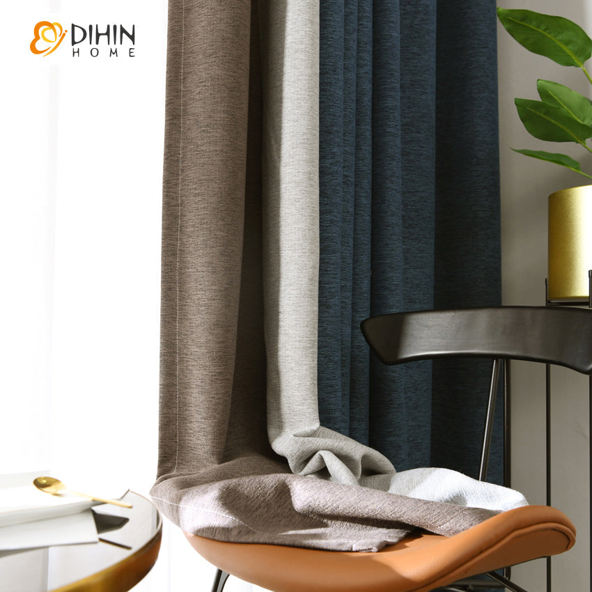 DIHINHOME Home Textile Modern Curtain DIHIN HOME Modern Three Colors Thick Fabric,Blackout Grommet Window Curtain for Living Room ,52x63-inch,1 Panel
