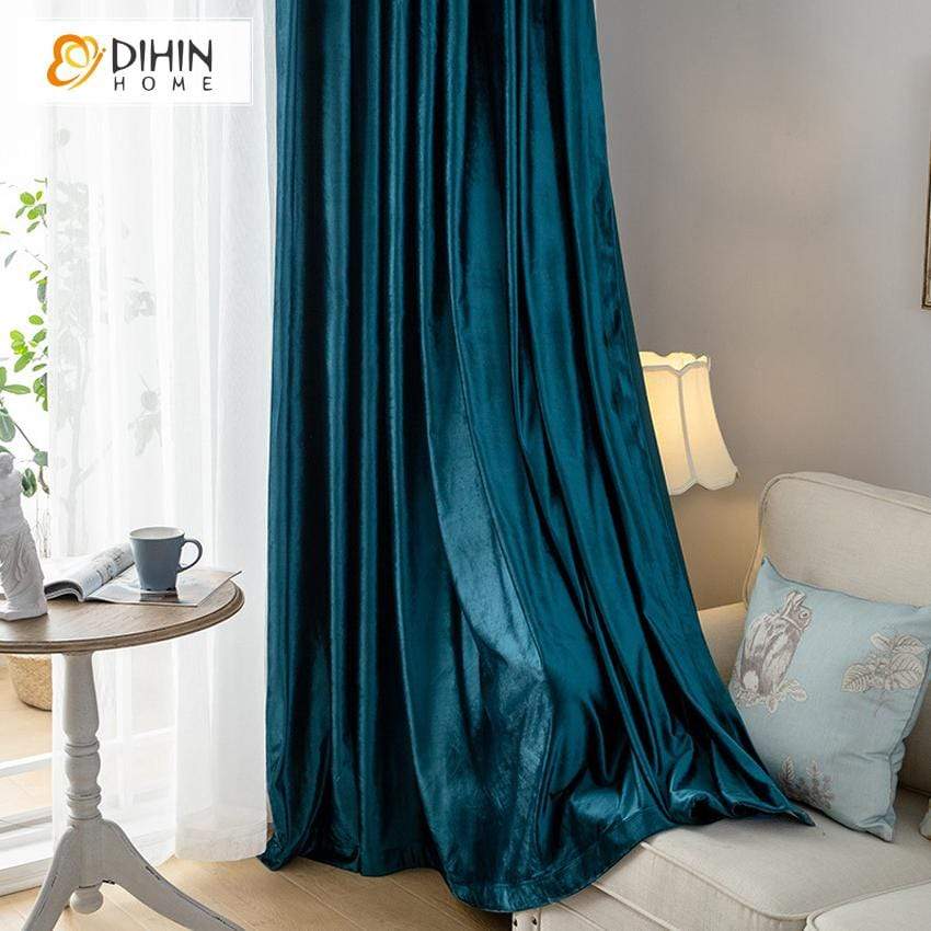 DIHINHOME Home Textile Modern Curtain DIHIN HOME Modern Velvet Curtains,Blackout Grommet Window Curtain for Living Room ,52x63-inch,1 Panel