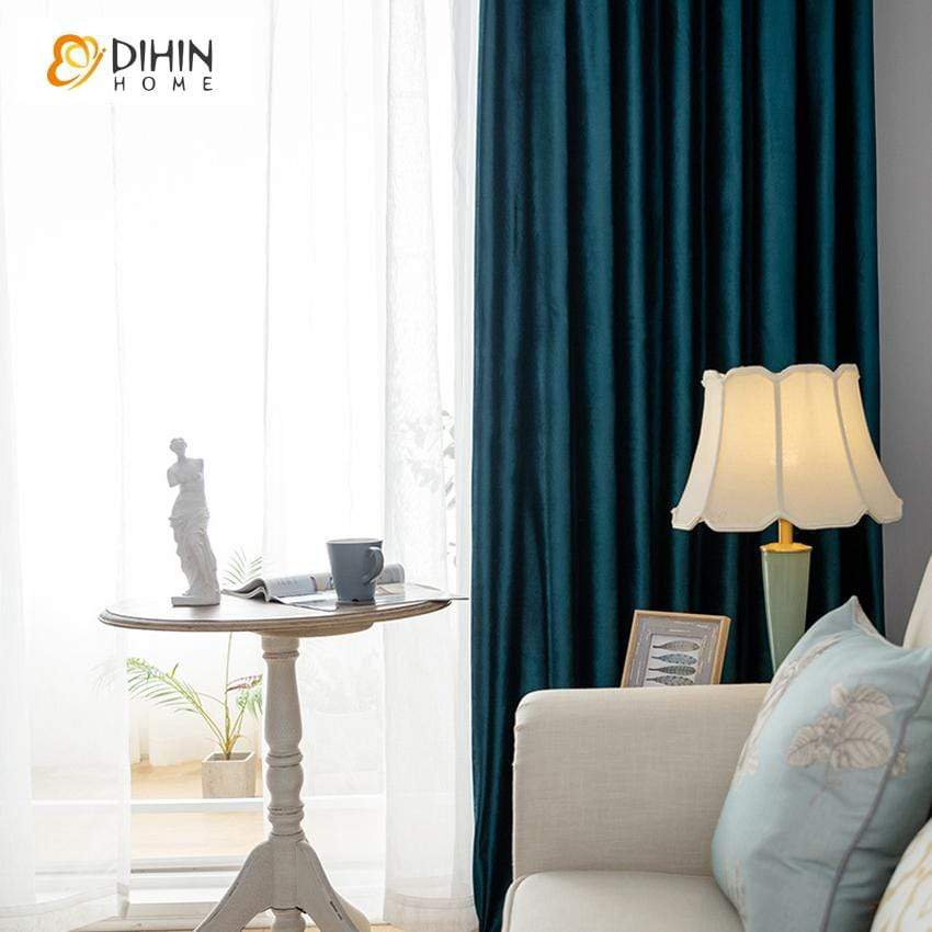 DIHINHOME Home Textile Modern Curtain DIHIN HOME Modern Velvet Curtains,Blackout Grommet Window Curtain for Living Room ,52x63-inch,1 Panel