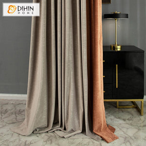DIHINHOME Home Textile Modern Curtain DIHIN HOME Modern Vintage Embossed Curtains,Blackout Curtains Grommet Window Curtain for Living Room ,52x63-inch,1 Panel