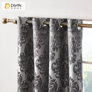 DIHINHOME Home Textile Modern Curtain DIHIN HOME Modern Vintage Jacquard,Blackout Grommet Window Curtain for Living Room ,52x63-inch,1 Panel