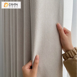 DIHINHOME Home Textile Modern Curtain DIHIN HOME Modern Waves Jacqaurd,Blackout Grommet Window Curtain for Living Room ,52x63-inch,1 Panel