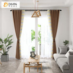 DIHIN HOME Modern Waves Printed Spliced Curtains，Blackout Grommet Window Curtain for Living Room ,52x63-inch,1 Panel