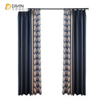 DIHINHOME Home Textile Modern Curtain DIHIN HOME Modern Waves Spliced Curtains，Blackout Grommet Window Curtain for Living Room ,52x63-inch,1 Panel