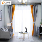 DIHIN HOME Modern Yellow and Gray Curtains,Blackout Grommet Window Curtain for Living Room ,52x63-inch,1 Panel