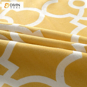 DIHIN HOME Modern Yellow Circles Spliced Geometric Printed,Blackout Grommet Window Curtain for Living Room ,52x63-inch,1 Panel