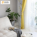 DIHINHOME Home Textile Modern Curtain DIHIN HOME Modern Yellow Fabric Geometriy Printed,Blackout Grommet Window Curtain for Living Room ,52x63-inch,1 Panel