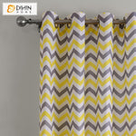 DIHIN HOME Modern Yellow Waves Printed Curtains ,Blackout Grommet Window Curtain for Living Room ,52x63-inch,1 Panel