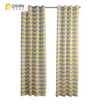 DIHIN HOME Modern Yellow Waves Printed Curtains ,Blackout Grommet Window Curtain for Living Room ,52x63-inch,1 Panel