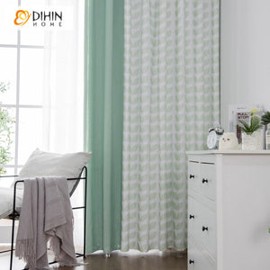 DIHINHOME Home Textile Modern Curtain DIHIN HOME Neat Geometric Printed,Blackout Grommet Window Curtain for Living Room ,52x63-inch,1 Panel