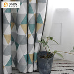 DIHIN HOME Neat Triangle Cotton Linen Printed,Blackout Grommet Window Curtain for Living Room ,52x63-inch,1 Panel