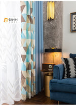 DIHIN HOME Neat Triangle Geometric Printed,Blackout Grommet Window Curtain for Living Room ,52x63-inch,1 Panel