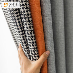 DIHIN HOME New Arrival 3 Colors Fabric With Houndstooth Jacquard,Blackout Grommet Window Curtain for Living Room ,52x63-inch,1 Panel
