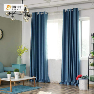 DIHINHOME Home Textile Modern Curtain DIHIN HOME Noble Blue Printed，Blackout Grommet Window Curtain for Living Room ,52x63-inch,1 Panel