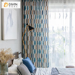 DIHIN HOME Nordic Blue Color Geometry Printed Curtain,Blackout Curtains Grommet Window Curtain for Living Room ,52x84-inch,1 Panel