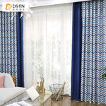 DIHINHOME Home Textile Modern Curtain DIHIN HOME Nordic Blue Spliced Curtains，Blackout Grommet Window Curtain for Living Room ,52x63-inch,1 Panel