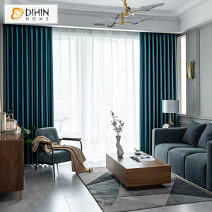 DIHINHOME Home Textile Modern Curtain DIHIN HOME Nordic Blue Stripes,Blackout Curtains Grommet Window Curtain for Living Room,52x63-inch,1 Panel