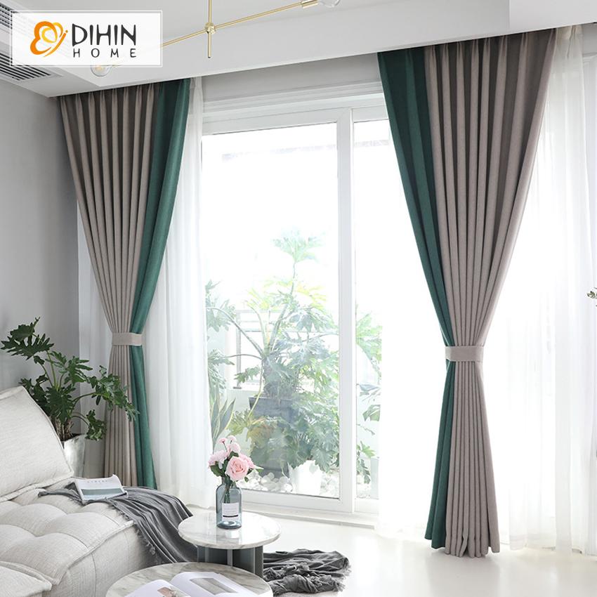 DIHIN HOME Nordic Fashion Window Curtain Spliced Curtains，Blackout Grommet Window Curtain for Living Room ,52x63-inch,1 Panel