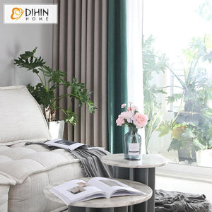 DIHIN HOME Nordic Fashion Window Curtain Spliced Curtains，Blackout Grommet Window Curtain for Living Room ,52x63-inch,1 Panel