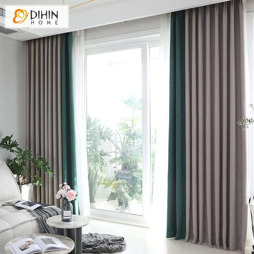 DIHIN HOME Nordic Fashion Window Curtain Spliced Curtains，Blackout Grommet Window Curtain for Living Room ,52x63-inch,1 Panel