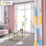 DIHIN HOME Nordic Geometric Triangle Window Curtain Spliced Curtains，Blackout Grommet Window Curtain for Living Room ,52x63-inch,1 Panel